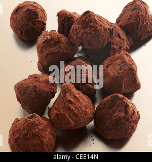 chocolate powder dusted truffles Stock Photo