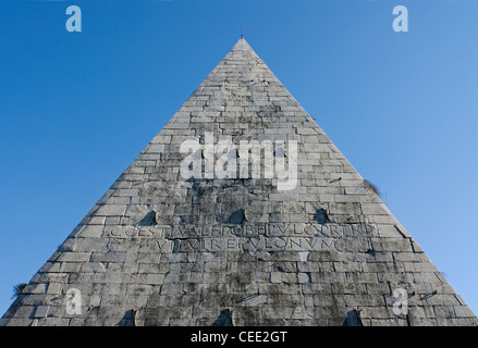 Caius Cestius's Pyramid seen from Non-Catholic Cemetery, Rome, Latium, italy Stock Photo