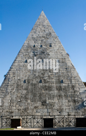 Caius Cestius's Pyramid seen from Non-Catholic Cemetery, Rome, Latium, Italy Stock Photo