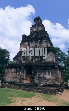 Satmahal Prasada old temple, Quadrangle, Polonnaruwa, Sri Lanka Stock Photo
