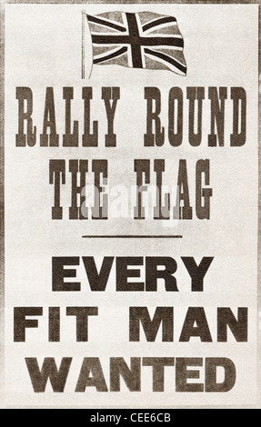 Rally round the flag. Every fit man wanted. Parliamentary Recruiting Committee, 1914. World War I propaganda poster. Stock Photo