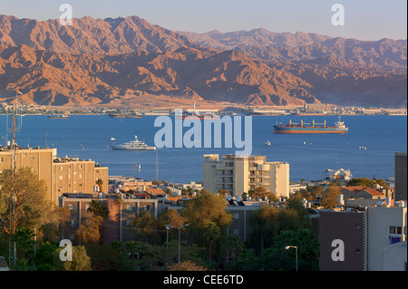 Port of Aqaba from Eilat, Israel Stock Photo