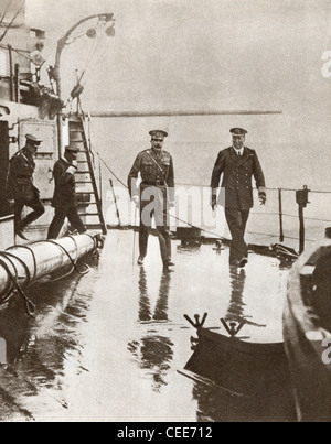 Field Marshal Horatio Herbert Kitchener, 1st Earl Kitchener, on the left, 1850 – 1916. Stock Photo