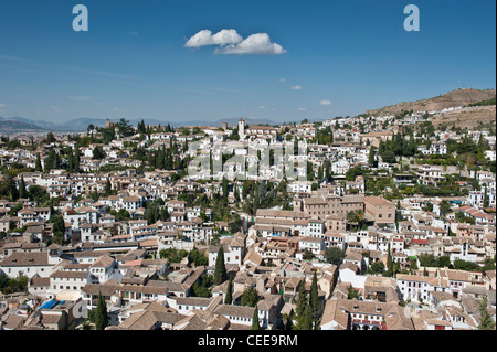 Albaicin district viewed from the Alhambra, Granada, Andalucia, Spain Stock Photo