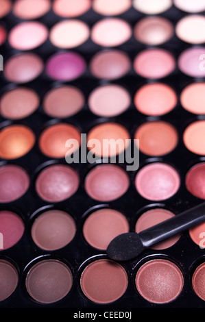 eyeshadow palette professional set extreme closeup DOF Stock Photo