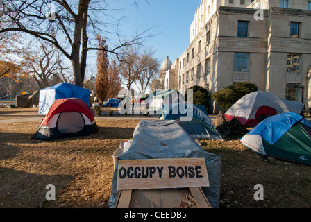 Occupy Boise encampment in front of the old Ada County Courthouse on December 19, 2012 Stock Photo