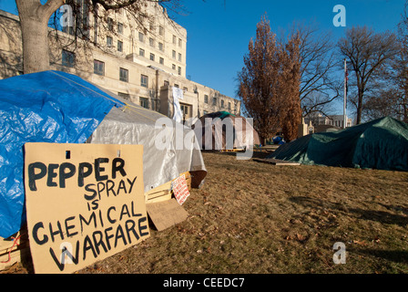 Occupy Boise encampment in front of the old Ada County Courthouse on December 19, 2011 Stock Photo