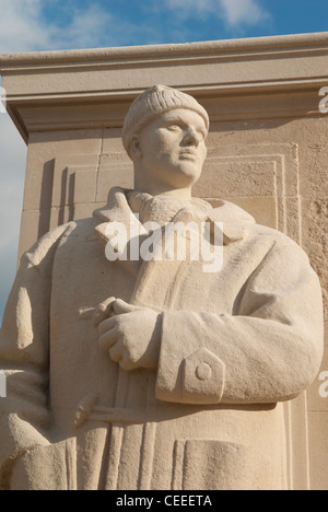 Stone statue representing a sailor in World War Two, Naval War Memorial, Plymouth, UK Stock Photo