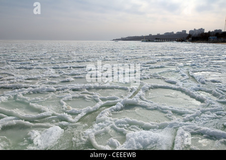 Frozen Black Sea, a rare phenomenon, Odessa, Ukraine, Eastern Europe Stock Photo