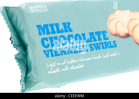 Packet of Marks and Spencer milk chocolate Viennese swirls Stock Photo