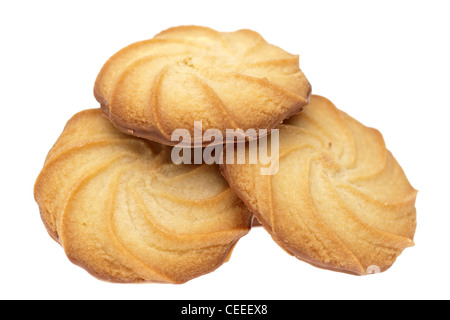 Three half chocolatee covered viennese biscuits Stock Photo