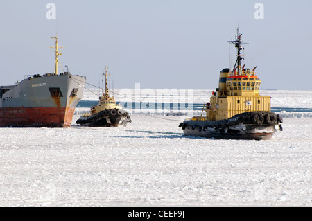 The Odessa seaport is blocked by ices. Stock Photo