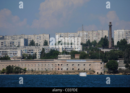 Ukraine. Sevastopol. Fort Michael. At, background, buildings constructed at Soviet times. Stock Photo