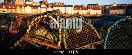 Lobster Creels at St Monans Harbour, Fife Stock Photo