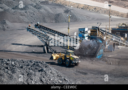 Opencast coal mine in Cerrejón, Barrancas - La Guajira, Colombia. A joint venture of three international mining firms. Stock Photo