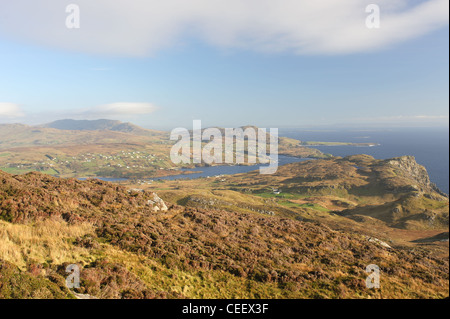 View from Slieve League on the Teelin, Kilbeg and Muckros Head in Co. Donegal , Ireland Stock Photo