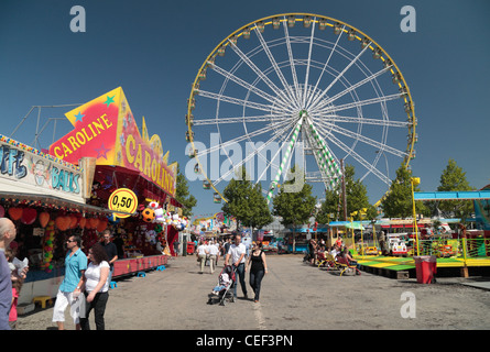 General view of funfair with a big wheel in Luxembourg city, Luxembourg. Stock Photo