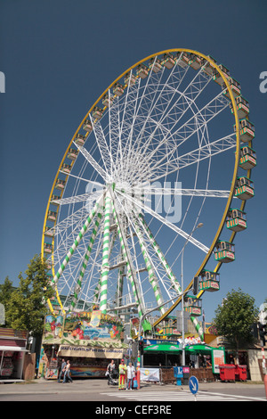 General view of funfair with a big wheel in Luxembourg city, Luxembourg. Stock Photo