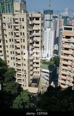 dh Chinese housing WAN CHAI HONG KONG Skyscraper accomodation apartment blocks dense flats china buildings apartments Stock Photo