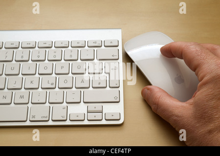 Apple wireless computer keyboard and mouse Stock Photo
