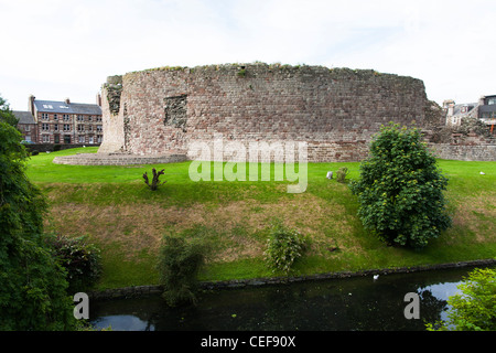 A view of Rothesay Castle across the moat in Rothesay on the Isle of Bute in Scotland Stock Photo