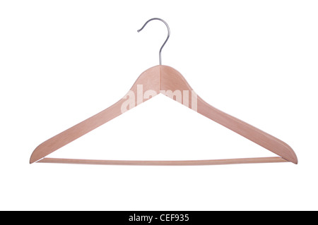 wooden clothes hanger isolated on white background Stock Photo