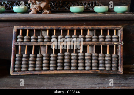 Old Chinese abacus Stock Photo