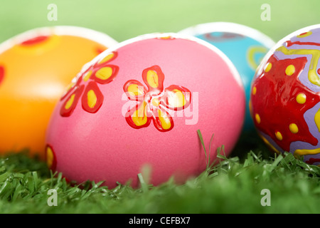 Side view of multicolored Easter eggs Stock Photo