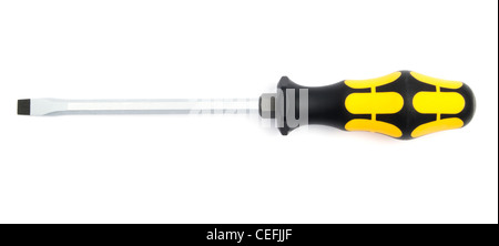 Yellow screwdriver isolated on white background Stock Photo