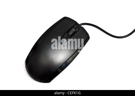 Black computer mouse isolated on white background Stock Photo