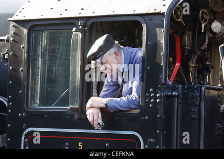 Engine Driver on the Llangollen Railway Stock Photo