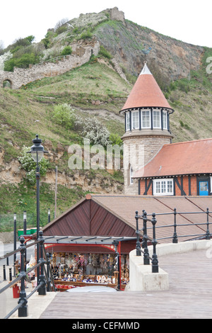Scarborough Harbour and a view to the castle Stock Photo