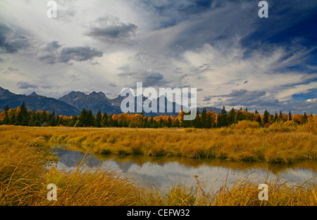 Blacktail Ponds below the Teton Range, Grand Teton National Park, Wyoming, USA Stock Photo