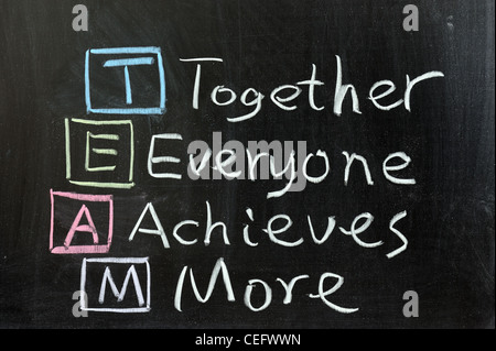 Chalk drawing - TEAM: Together, Everyone, Achieves, More Stock Photo