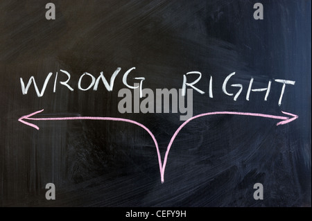 Chalk drawing - concept of right or wrong Stock Photo