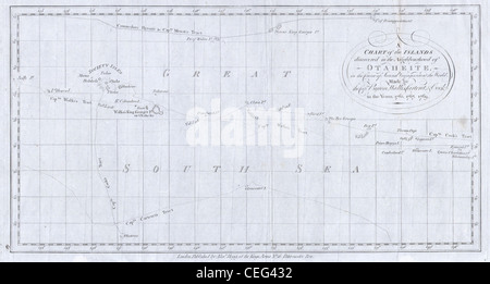 1780 Cook / Hogg Map of Tahiti ( Society Islands ) Stock Photo