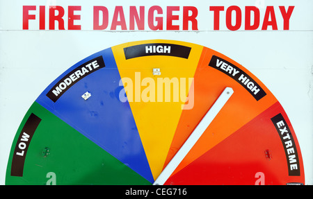 A Fire Danger sign set to very high Stock Photo