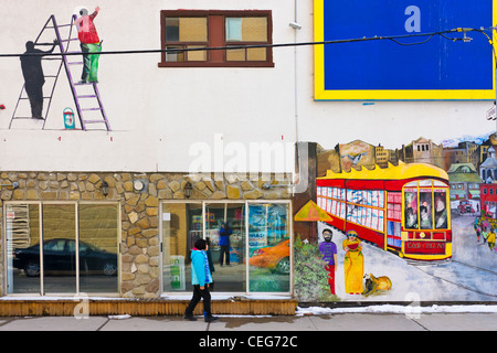 Colorful mural on the street in downtown, Toronto, Canada Stock Photo