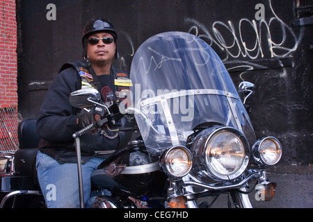 Latin American Biker, New York City Stock Photo