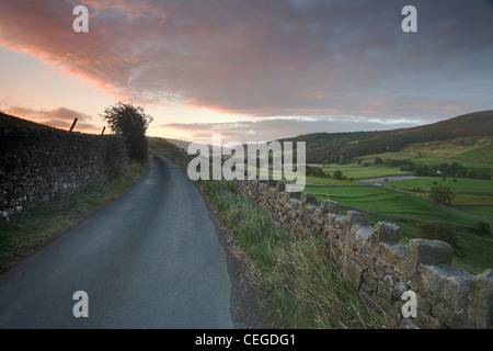 Late summer sunrise at Burnsall in Wharfedale, Yorkshire Stock Photo