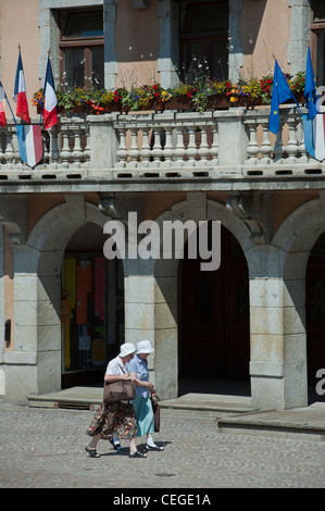 Two old ladies in Megève village. Haute-Savoie department Rhône-Alpes region south-eastern France. Stock Photo