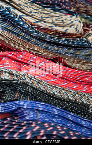 A selection of colourful ties at a market in Thailand. Stock Photo