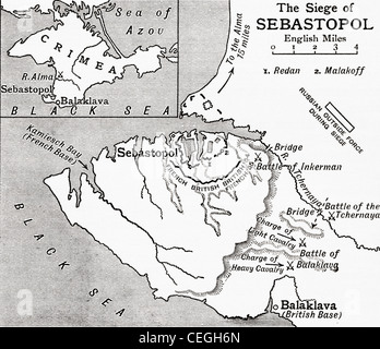 Map Of The Siege Of Sevastopol During The Crimean War 1854 To 1855 Cegh6n 