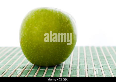 Photo of juicy green apple, isolated on white background. Stock Photo