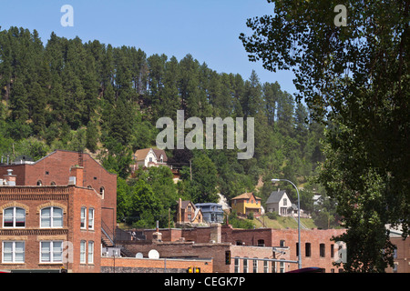 City of Deadwood Black Hills South Dakota in USA US green  landscape nature  blue sky photos nobody horizontal  hi-res Stock Photo