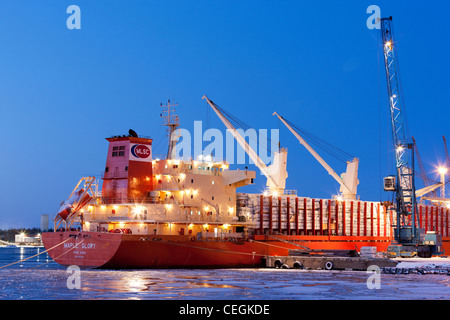 Ship loading in Holmsund harbor, Sweden Stock Photo