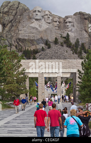 Mount Rushmore American National Memorial Park rock sculpture of US presidents faces at the Black Hills South Dakota in USA United States hi-res Stock Photo