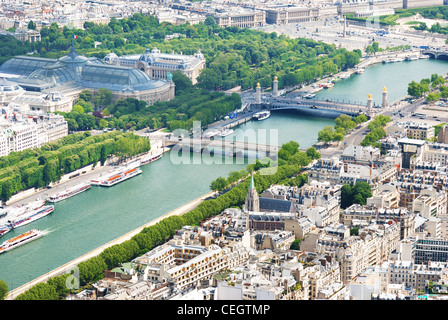 Aerial view at Seine from the Eiffel tower, France Paris Stock Photo