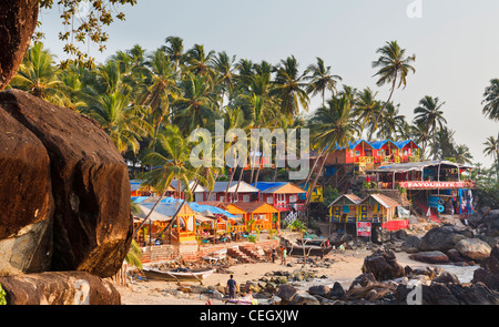 Colorful beach huts at Palolem Beach, Goa, India Stock Photo