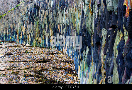 Sea wall Port Gaverne Stock Photo